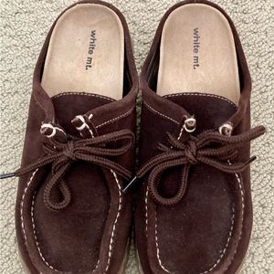 White Mt. Leather Brown Suede Slip On Shoes size 7